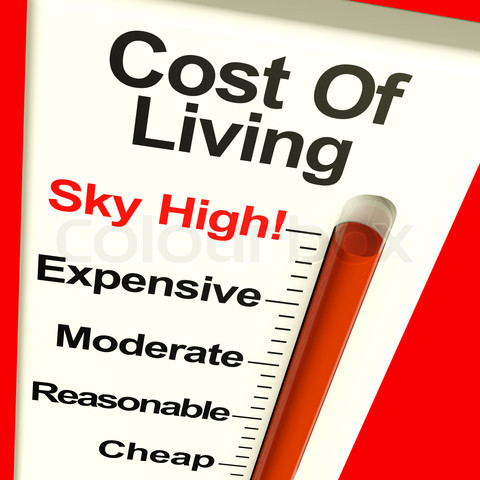 Cost Of Living Expenses Sky High Monitor Showing Increasing Cost