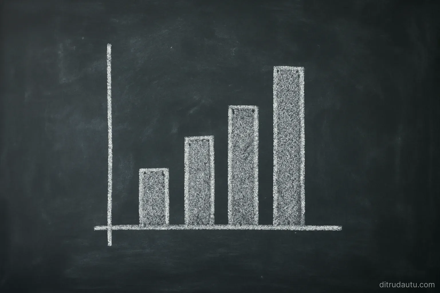 a simple bar chart drawn in chalk on a blackboard with no numbers or labels written on it
