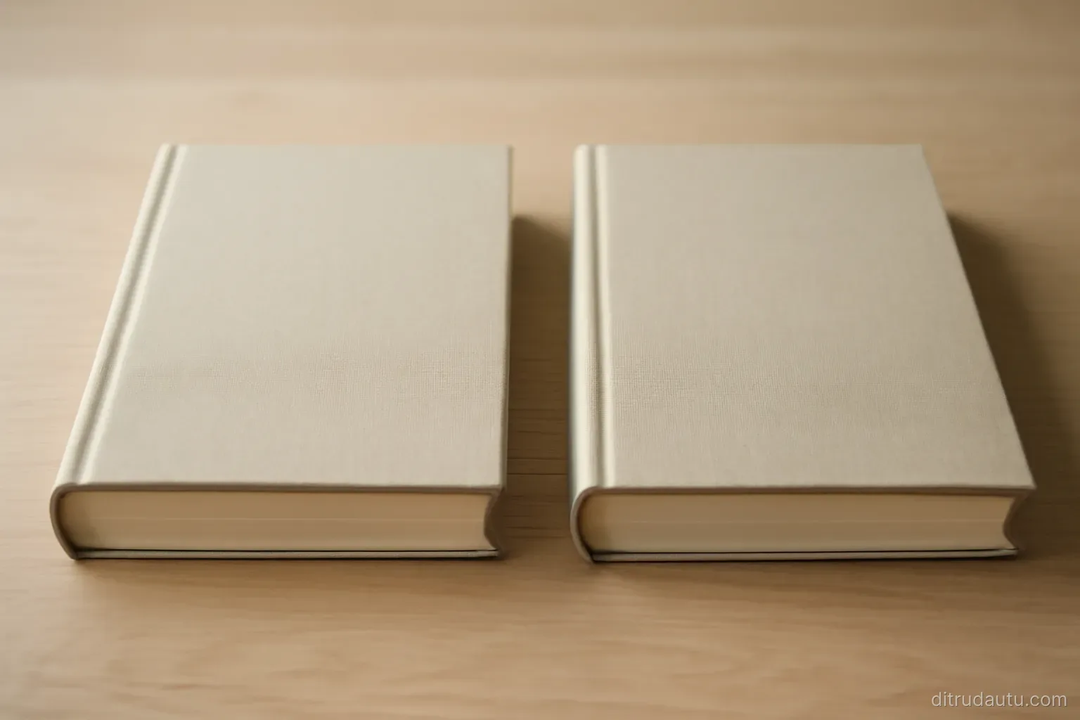 two thick closed rulebooks lying side by side on a plain desk with a narrow gap left between them